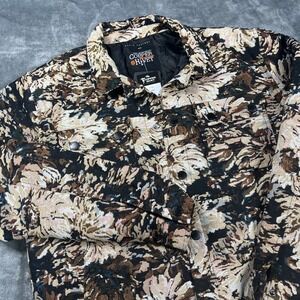 Copper Rivet Jacket Mens Small Brown Floral Tapestry Quilted Puffer Snap NEW